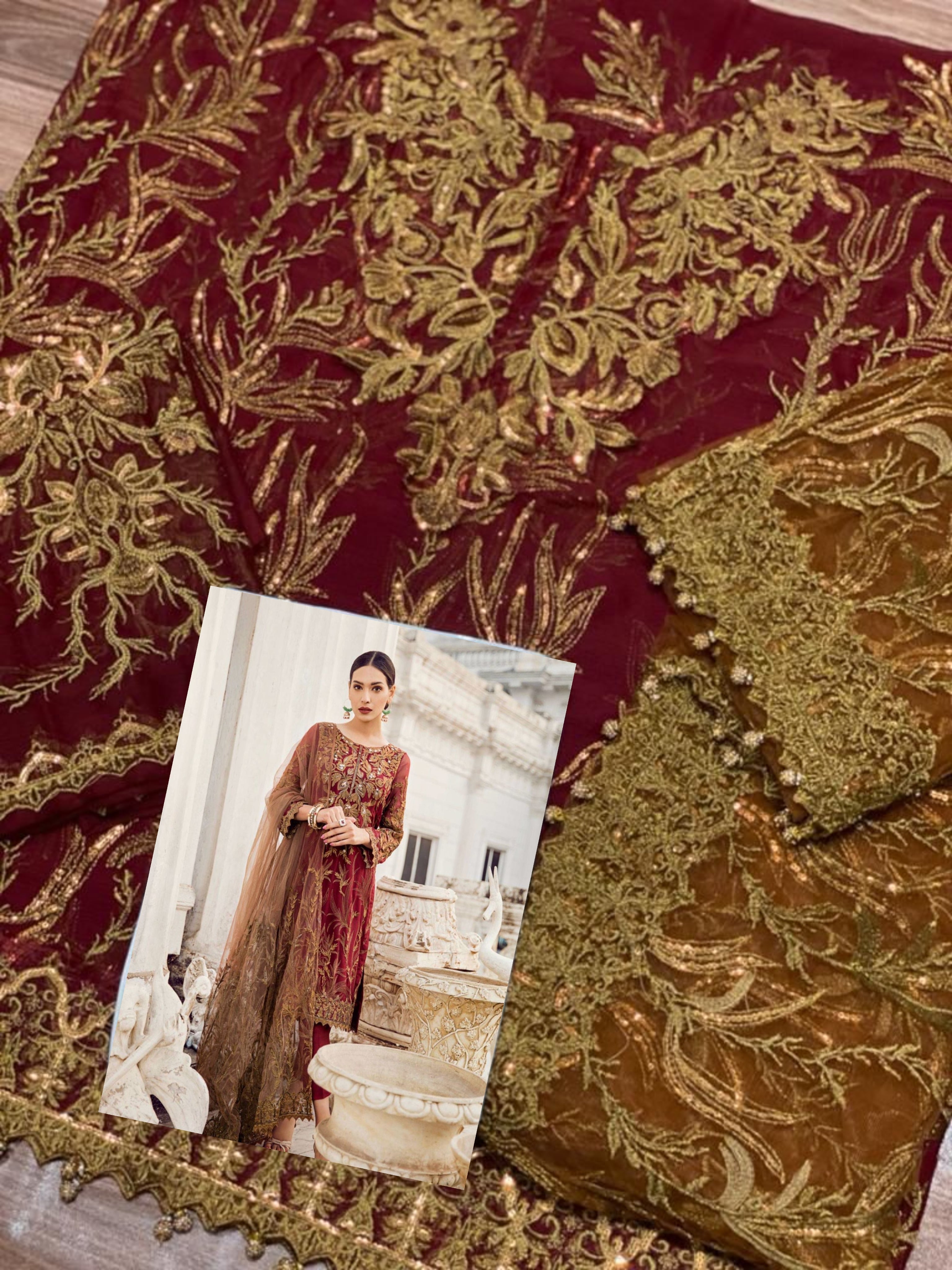 IZNIK WEDDING CHIFFON EMBROIDERED UNSTICHED 3PC