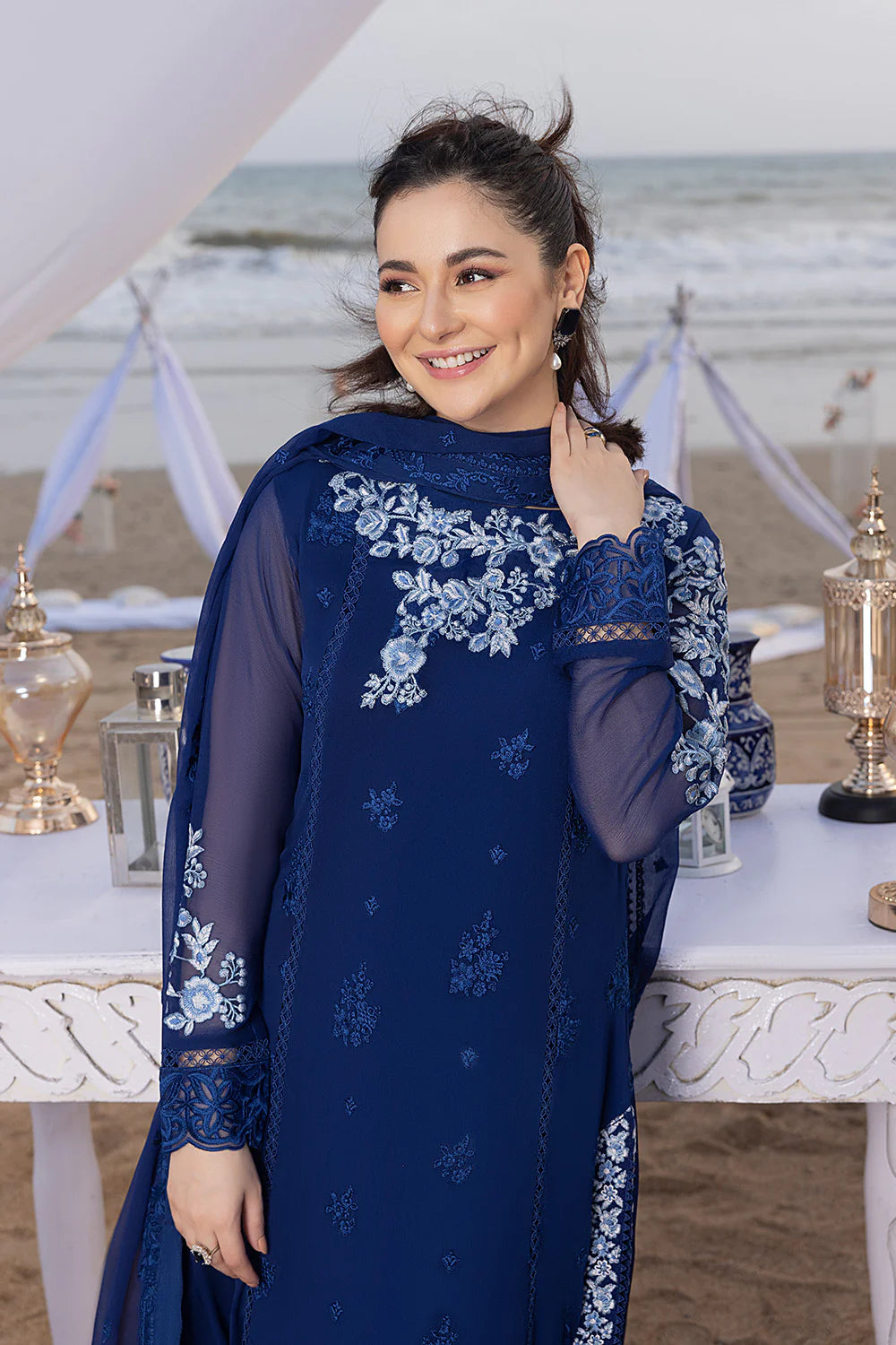AZURE EMBROIDERED UNSTITCHED CHIFFON 3pc